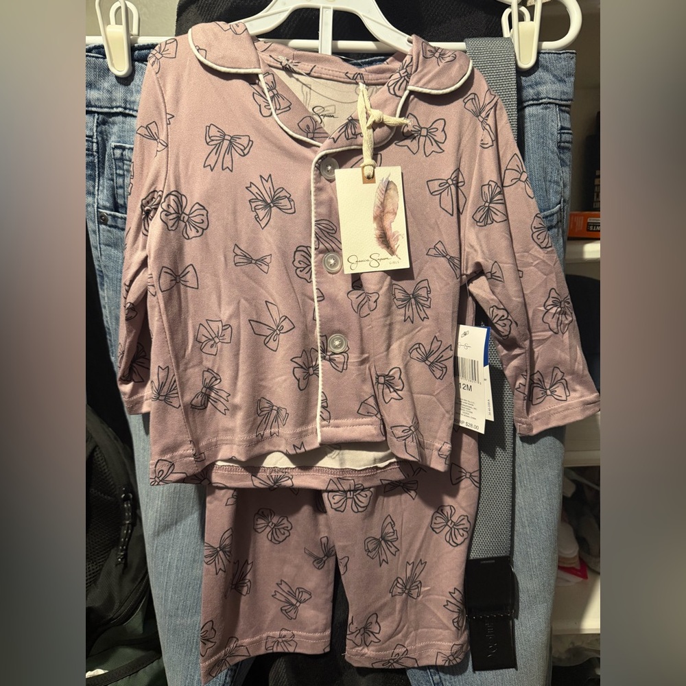 Jessica Simpson Kids Pajama Set - Pink with Bow Print